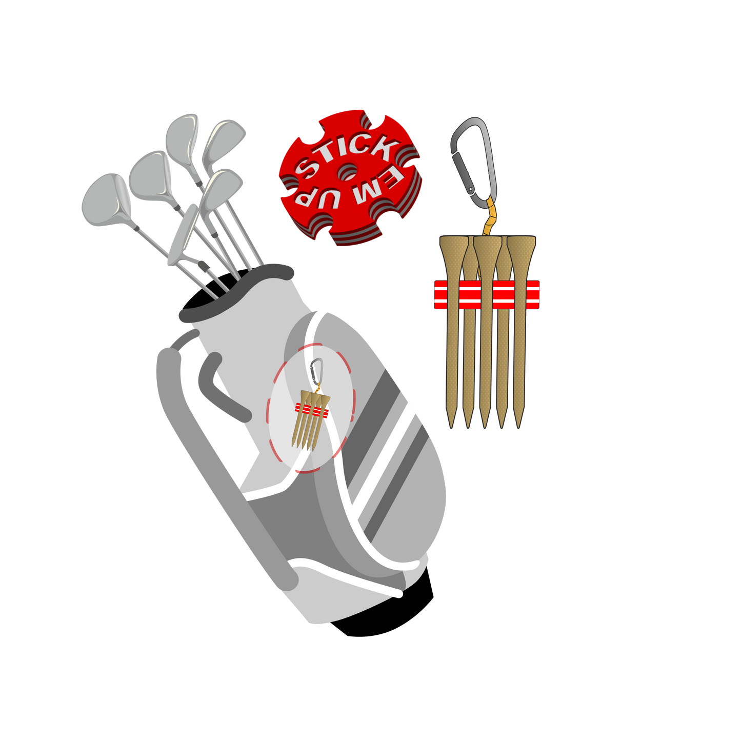 Stick Em Up™ Golf Tee Clips – 3-Pack – Tri-Color