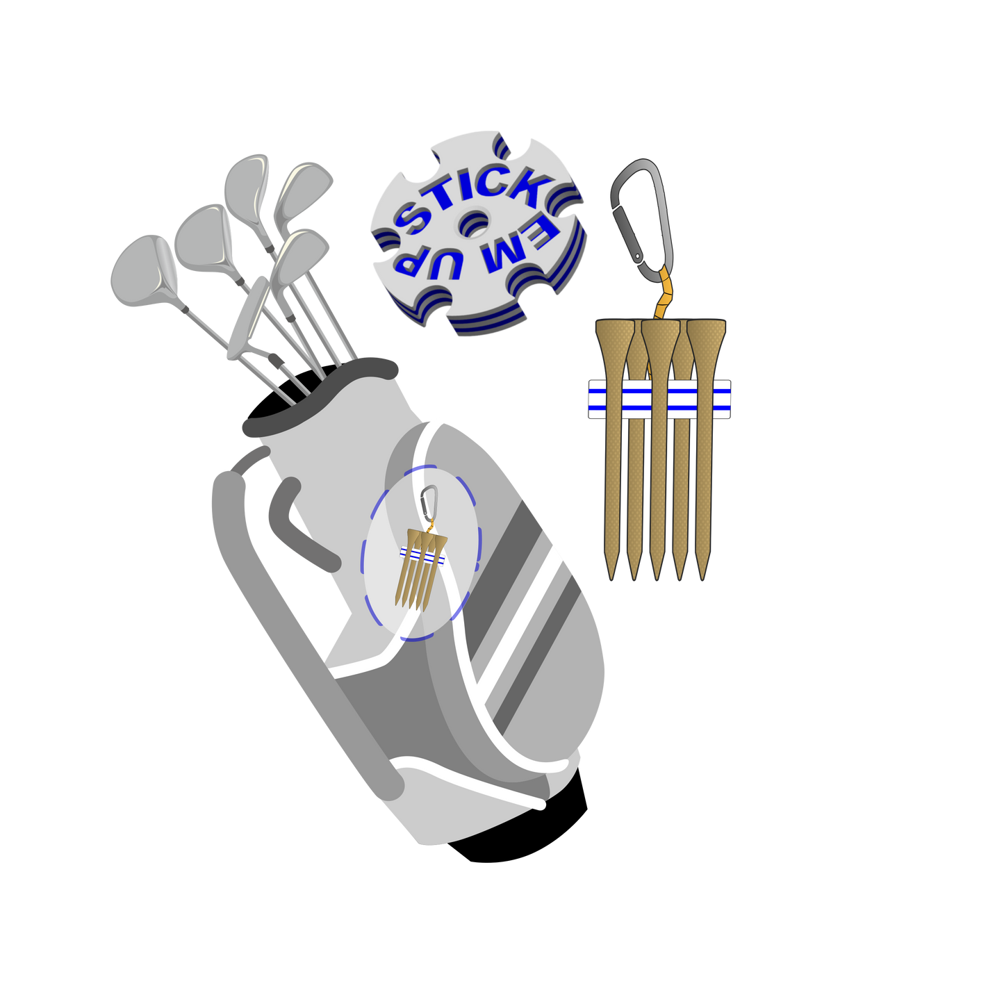 Stick Em Up™ Golf Tee Clips – 3-Pack – Tri-Color