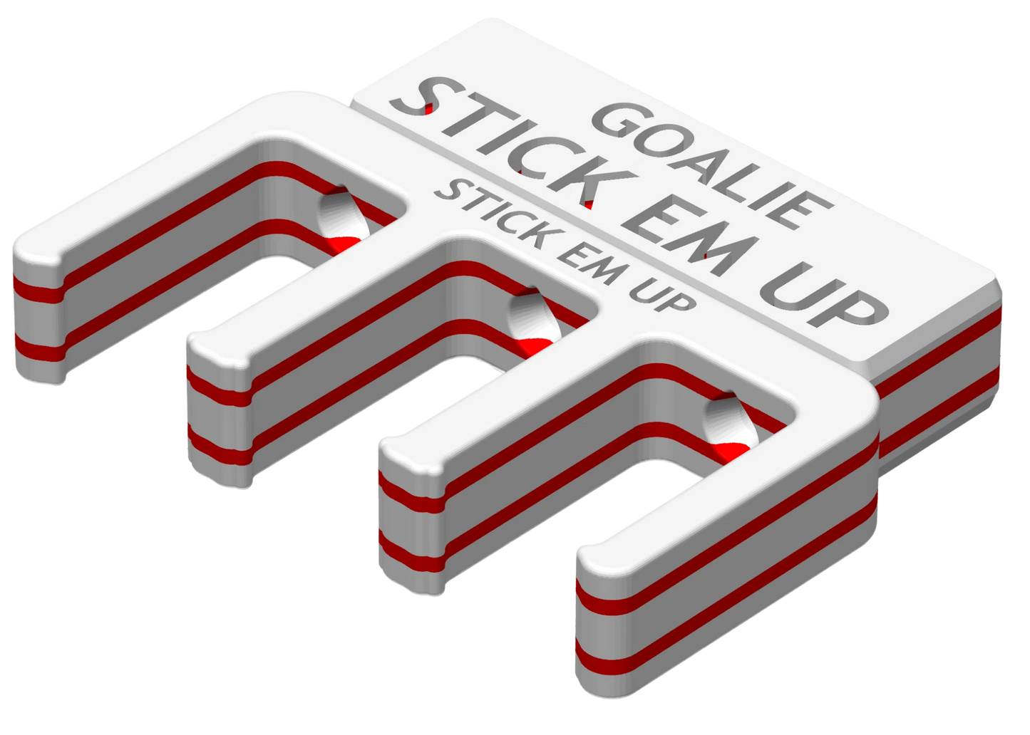 Stick Em Up™ Goalie Stick Holder Bundle – Tri-Color – Extended Wall Mount - Holiday Edition