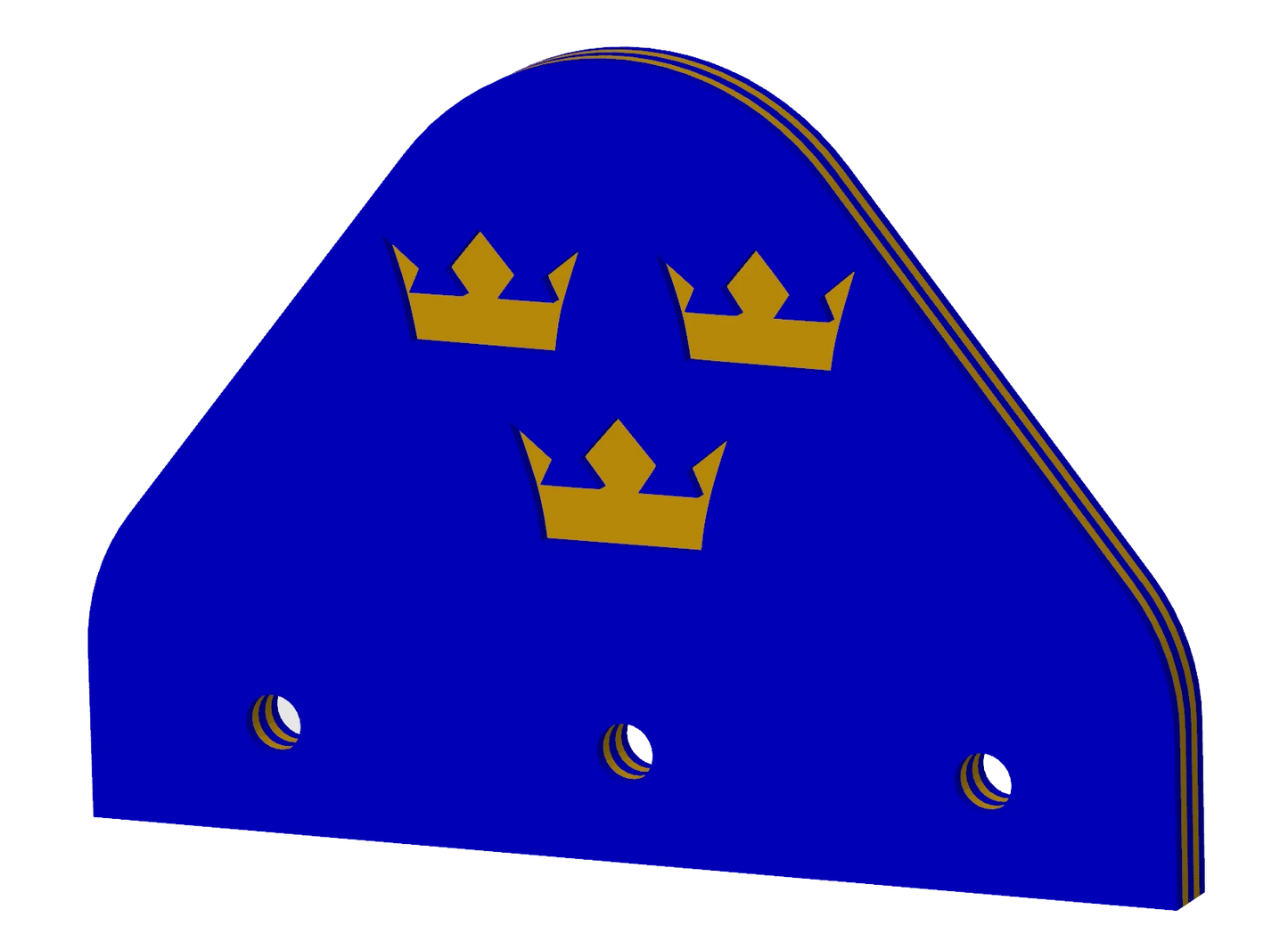 Stick Em Up Backing - Sweden - Three Crowns - Blue Gold Blue - Isometric View
