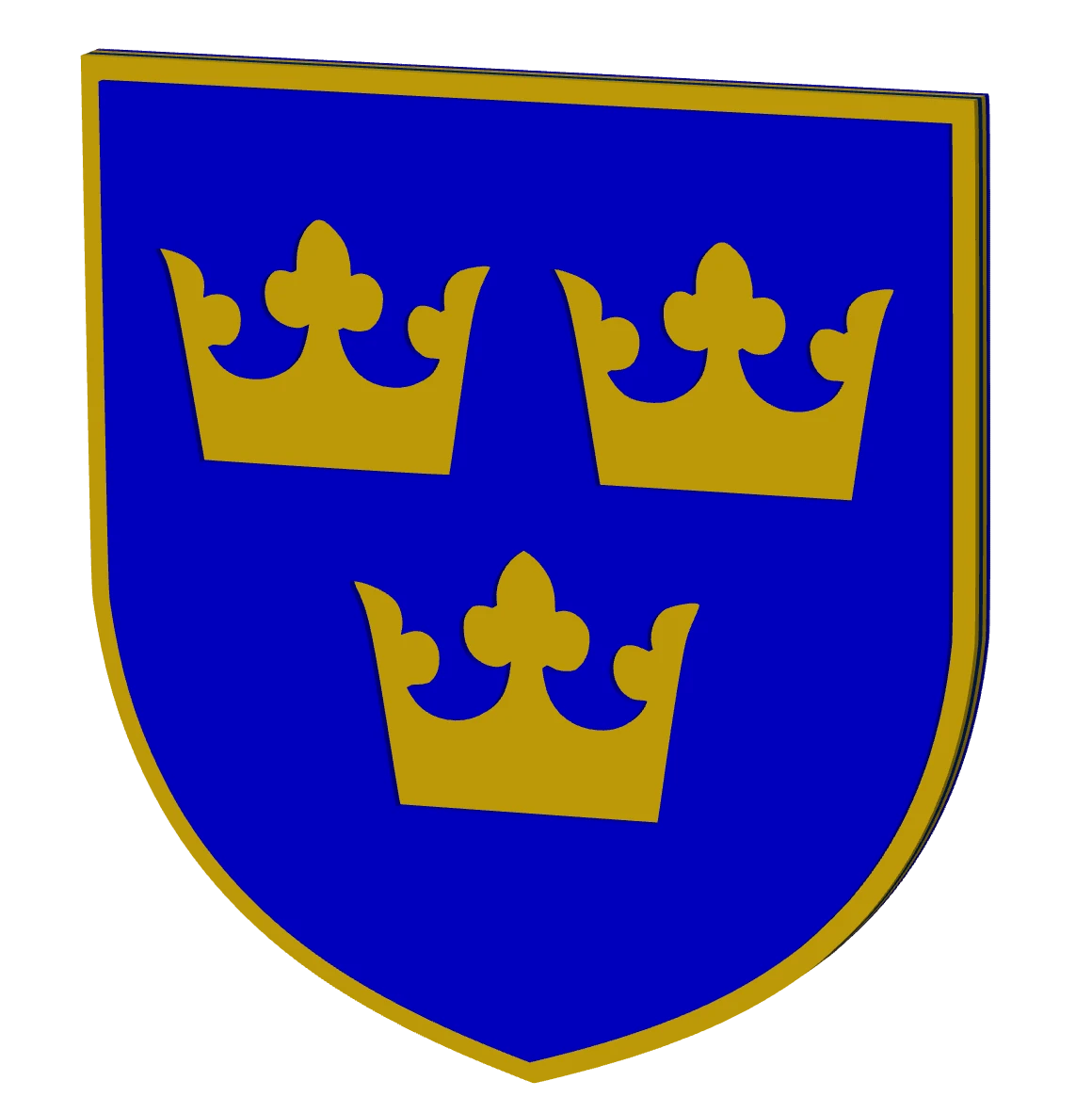Stick Em Up Hockey Plaque of Sweden's shield-shaped emblem with three yellow crowns on a blue background