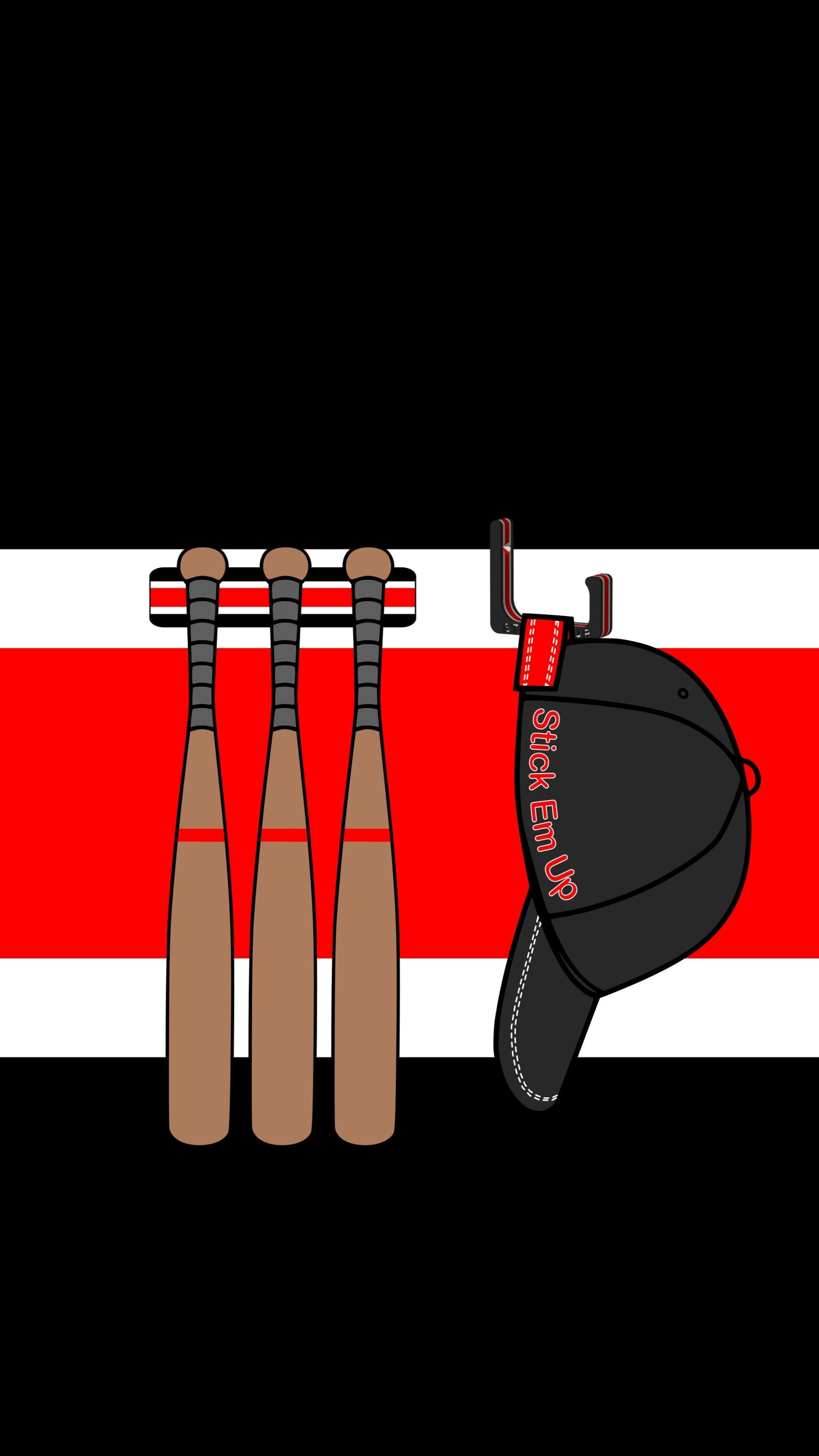 Stick Em Up baseball Bat Holder - Black White Red