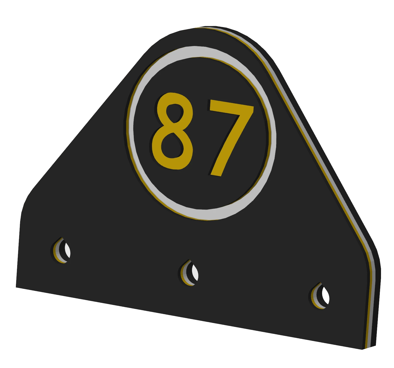 Stick Em Up Backing - Custom Number - 87 - Black White Gold