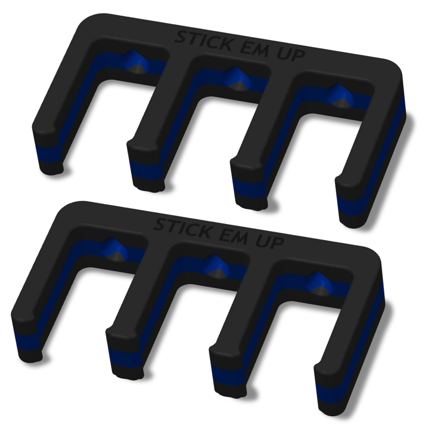 Police Stick Em Up™ Hockey Stick Display Mount – Black & Blue – 2-Piece System