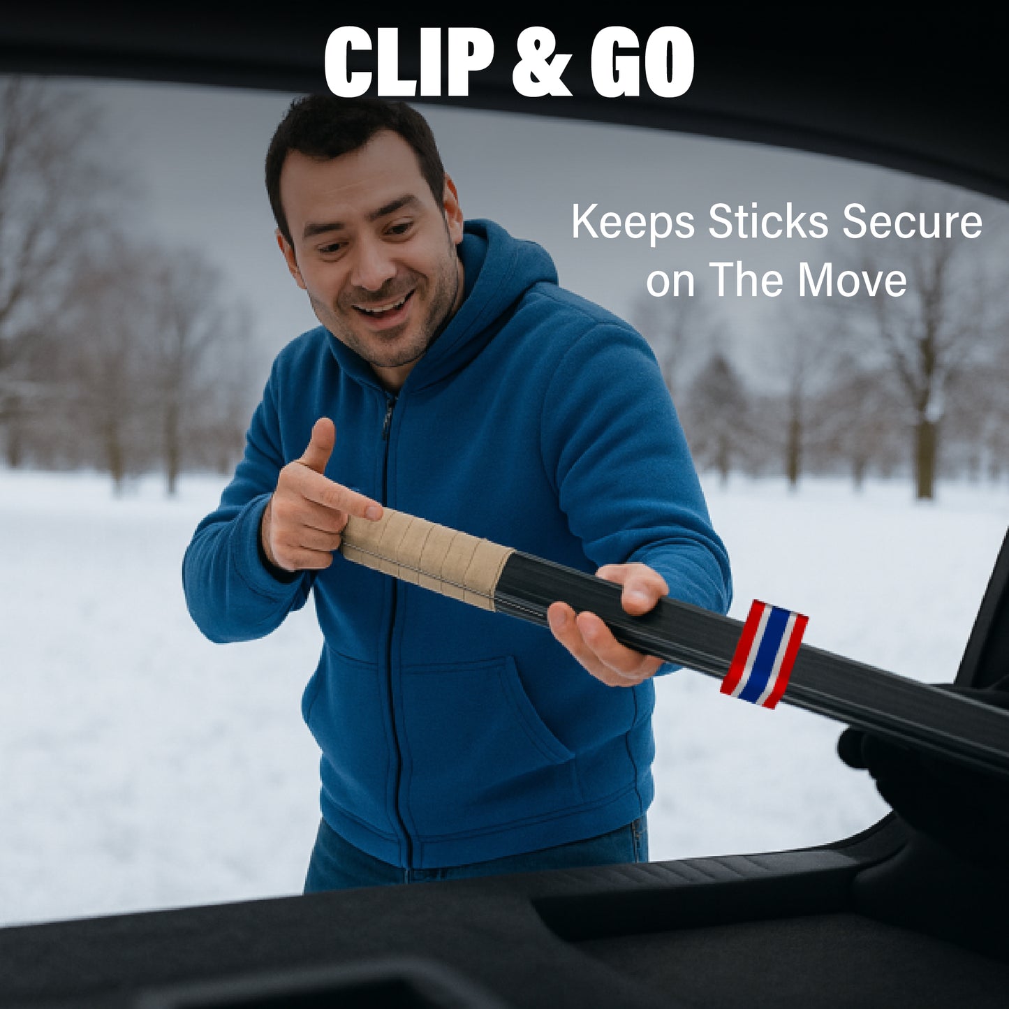 Police Edition Stick Em Up™ Hockey Stick Clip - Portable - Tri-Color - INT/SR Compatible