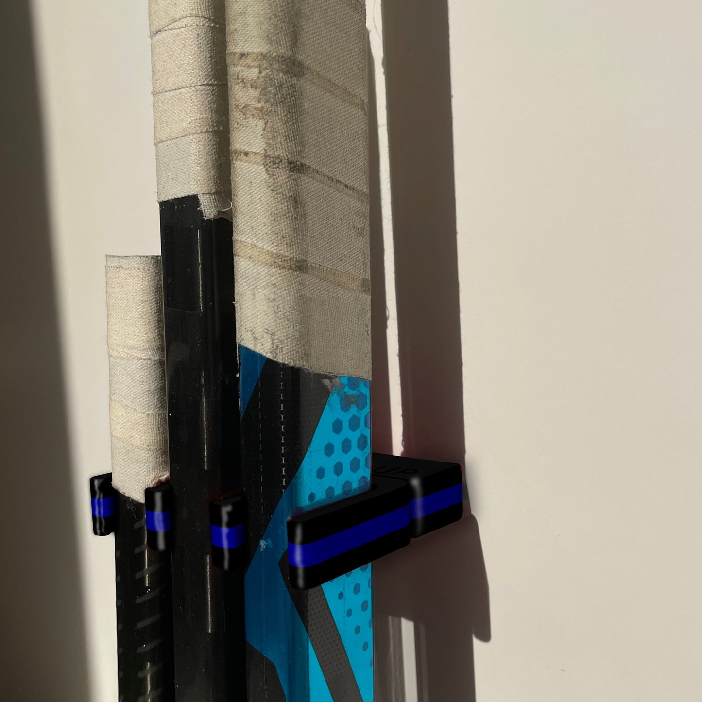 Police Stick Em Up™ Hockey Stick Display Mount – Black & Blue – 2-Piece System