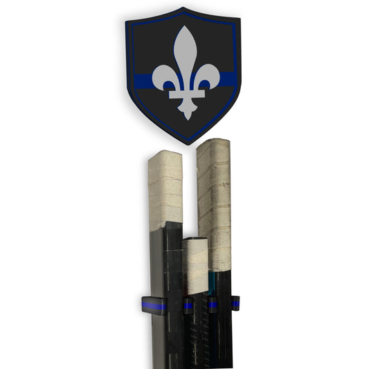 Police Stick Em Up™ Hockey Stick Display Mount – Black & Blue – 2-Piece System