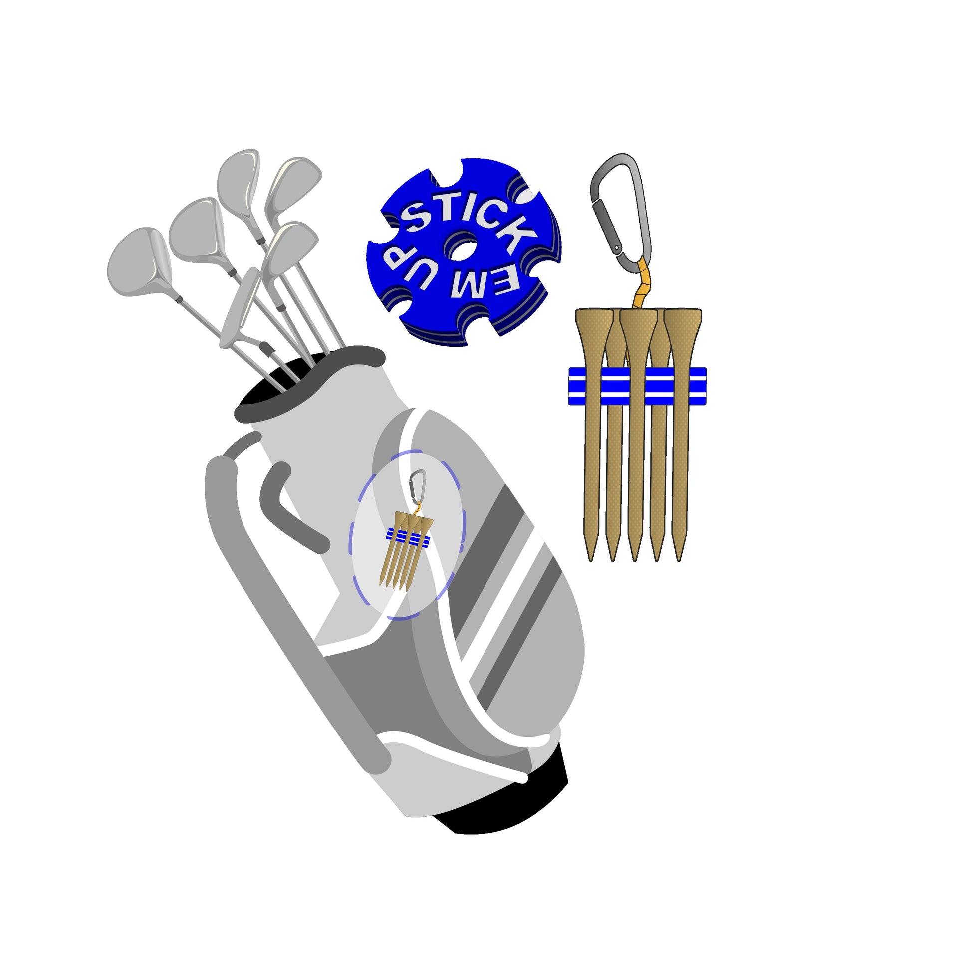 Stick Em Up Golf Tee Clip - Blue White Blue