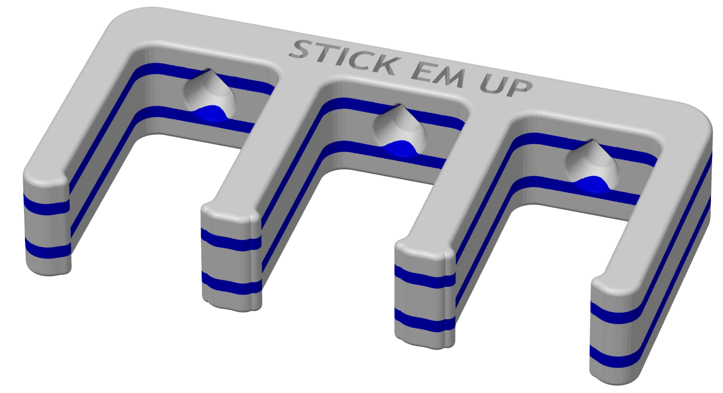 Stick Em Up - Wall Mounted Hockey Stick Rack - White Blue White